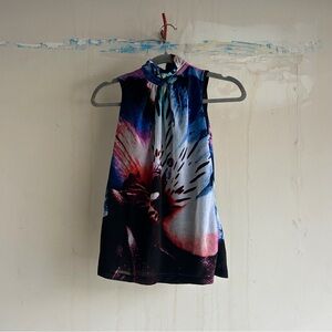 Flower Mock Neck Tank